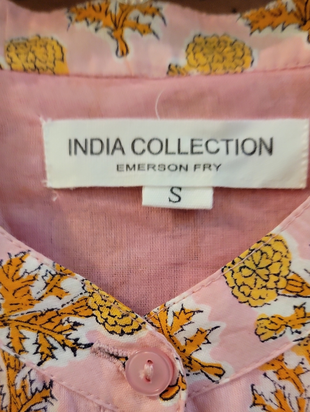 INDIA COLLECTION BY EMERSON FRY Pink Little Marigolds Lucy Dress - Size Small - Picture 12 of 15
